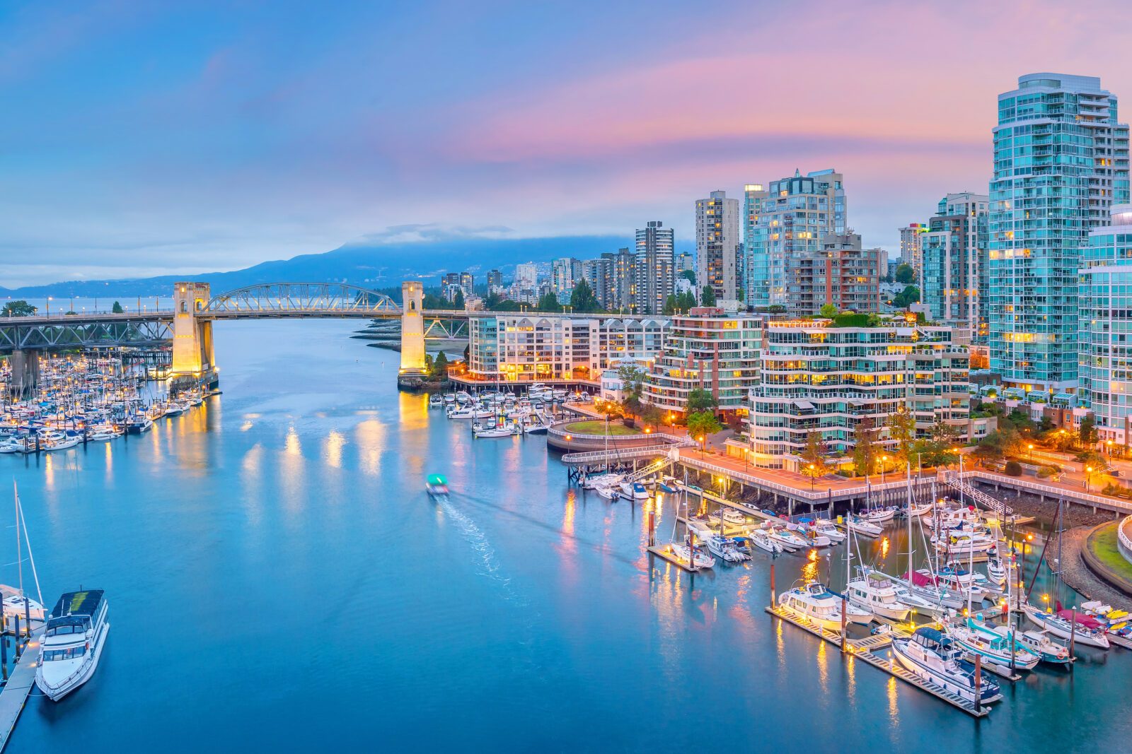 Beautiful view of downtown Vancouver skyline, British Columbia, Canada