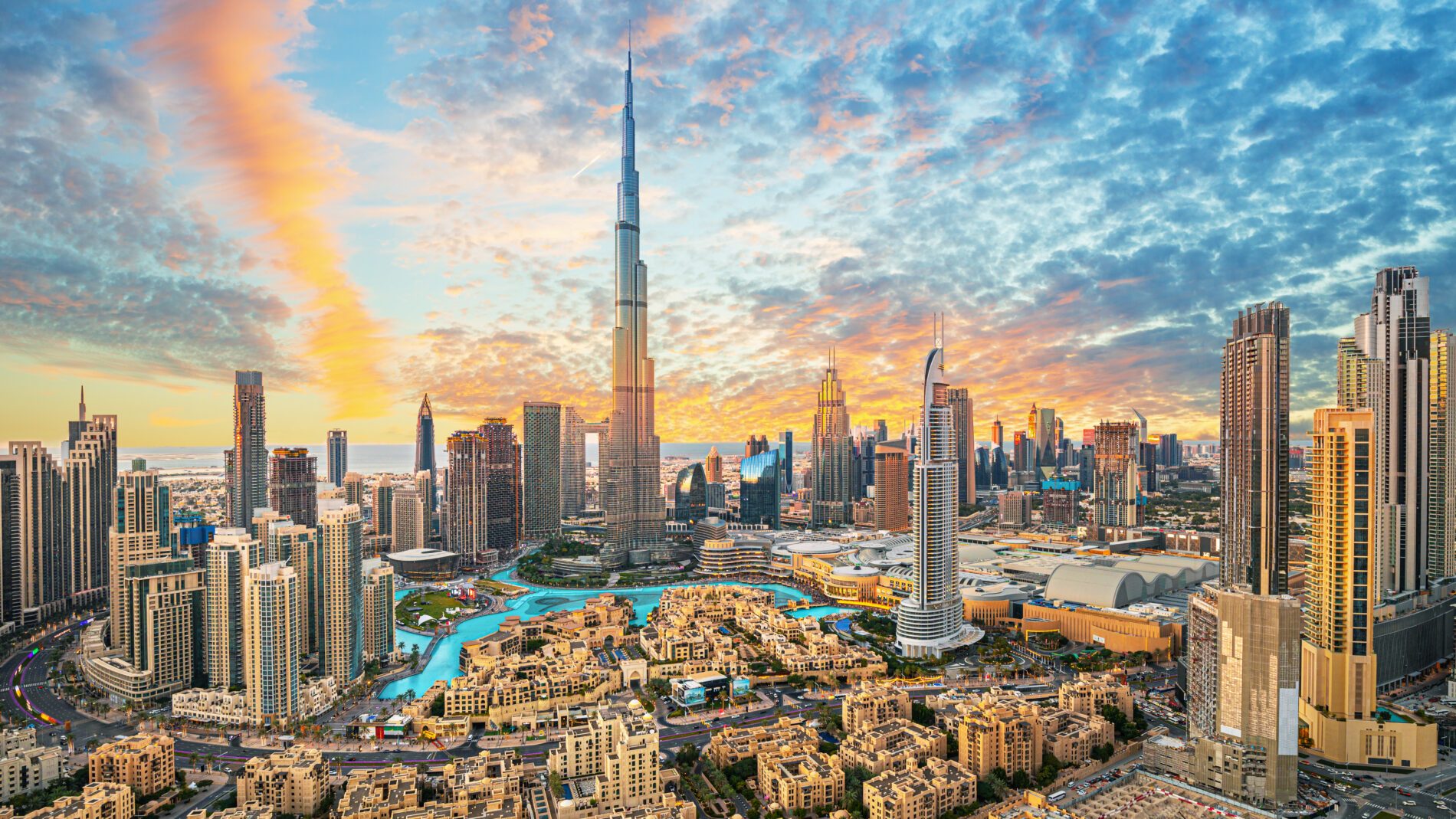 Dubai downtown, amazing city center skyline with luxury skyscrapers, United Arab Emirates