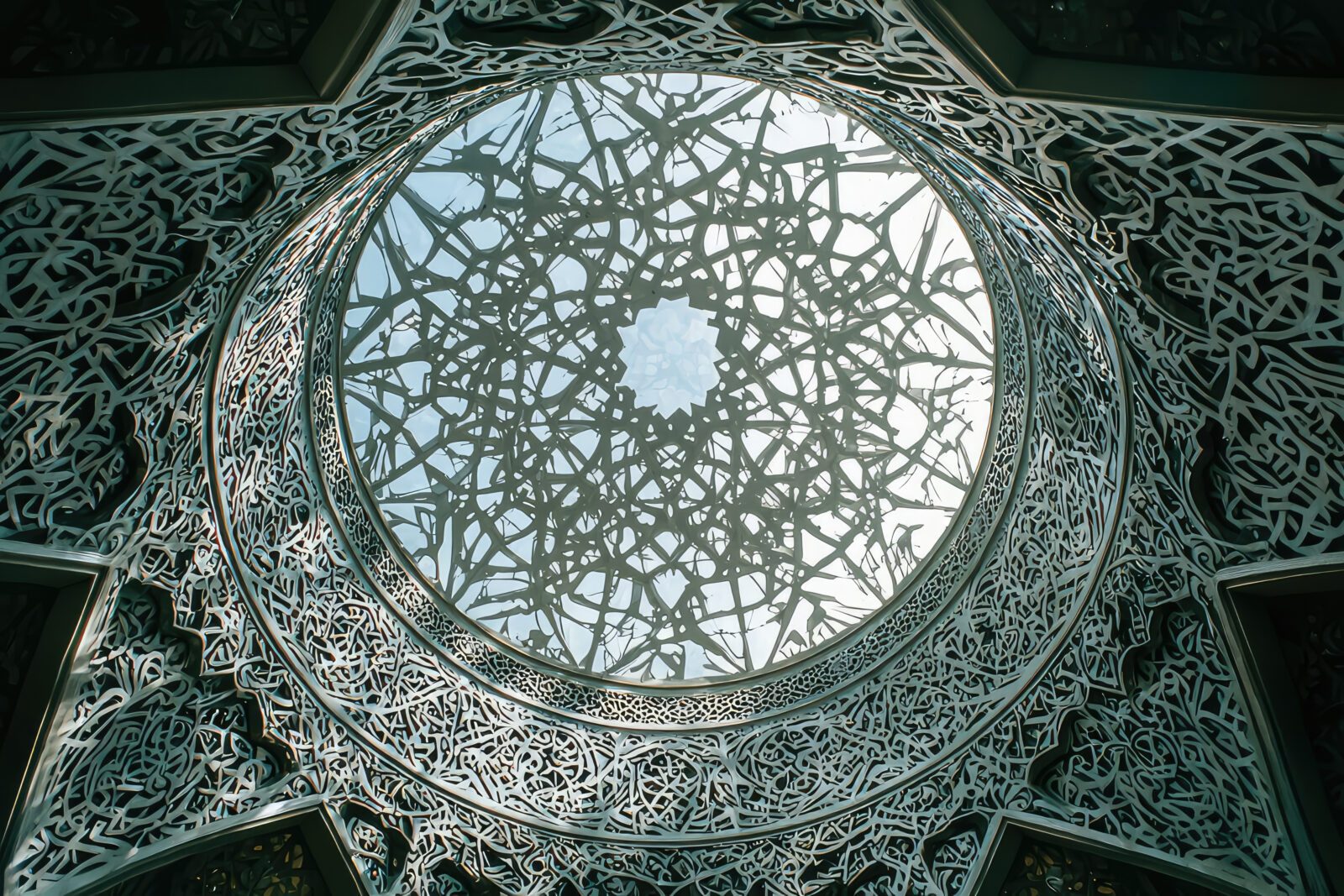 intricate patterns of dome at Louvre Abu Dhabi create stunning visual experience, showcasing beautiful architectural design and cultural artistry