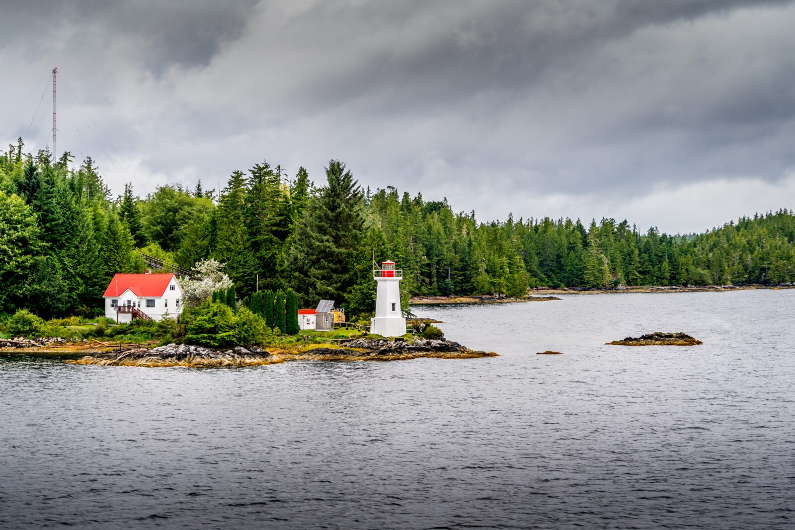 Lighthouse on an Isolated Island in the Inside Passage on the West Coast of British Columbia