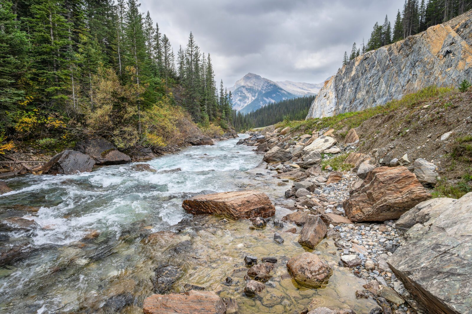 Rapids in the Kicking Horse River in the Rocky Mountains of Yoho National Park, British Columbia, Canada